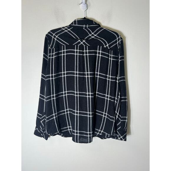Rails Black and White with Color Flecks Flannel Long Sleeve Button Up Shirt Sz L - Picture 2 of 3